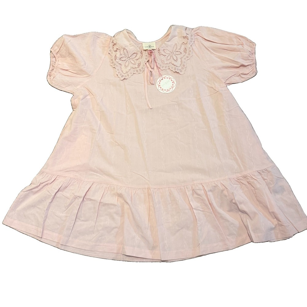 NWT Umgee Baby Pink Lace Collar Babydoll Mini Dress Size Large